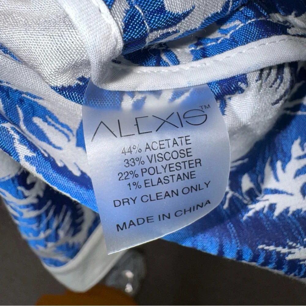 Alexis Lisel Dress Blue White Palm Jacquard Printed Mini Dress Size XL - Picture 12 of 14